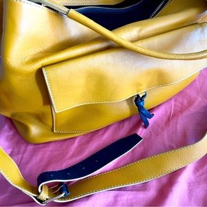 Butter-soft, very gently used, mustard yellow genuine leather tote.